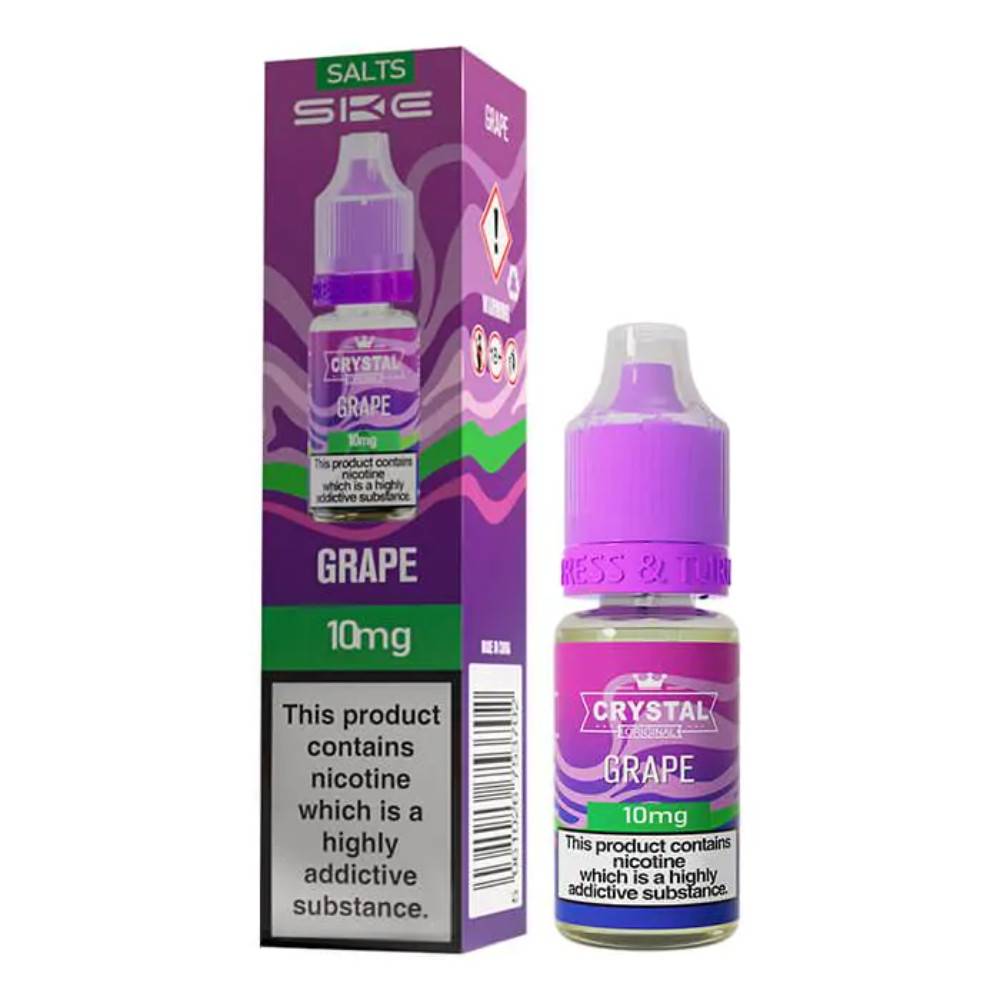 Ske Crystal Nic Salts E-Liquids 10ml Box of 10 Grape 20mg