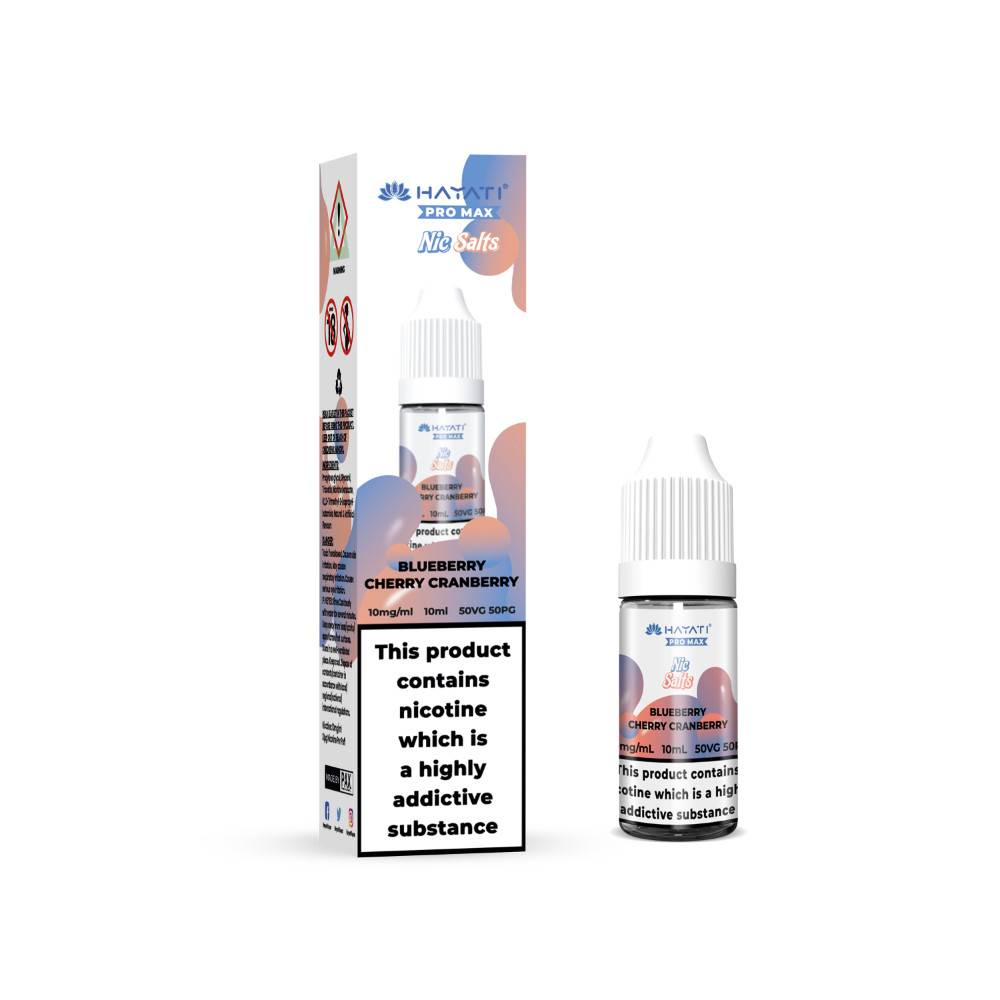 Hayati Pro Max Nic Salts E-Liquids 10ml Box of 10 Blueberry Cherry Cranberry 10mg