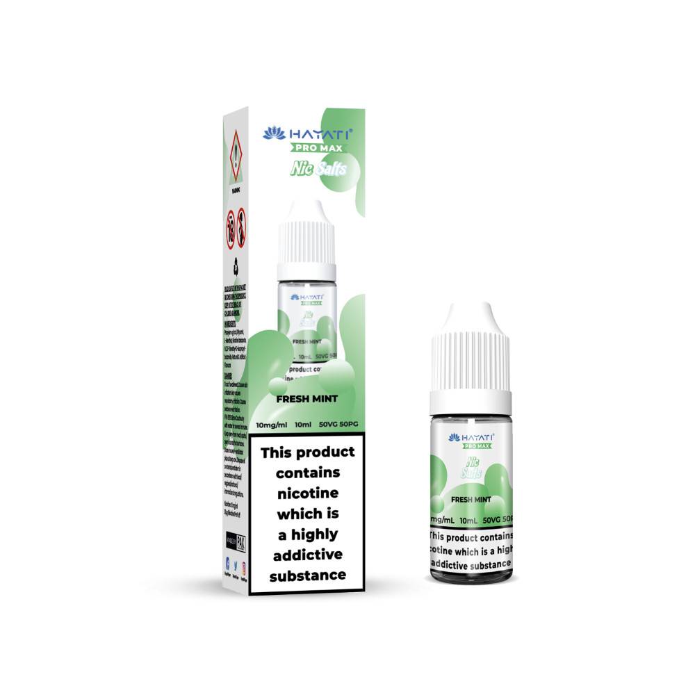 Hayati Pro Max Nic Salts E-Liquids 10ml Box of 10 Fresh Mint 10mg