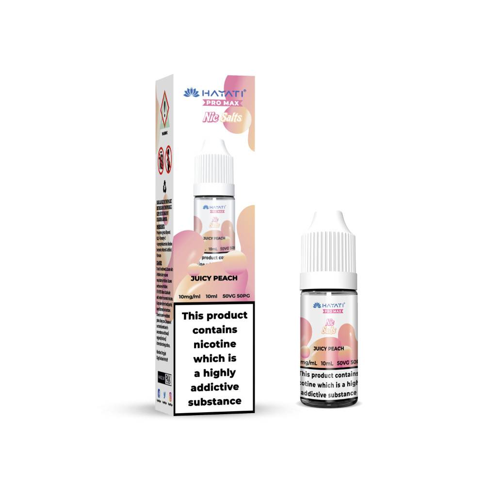 Hayati Pro Max Nic Salts E-Liquids 10ml Box of 10 Juicy Peach 10mg