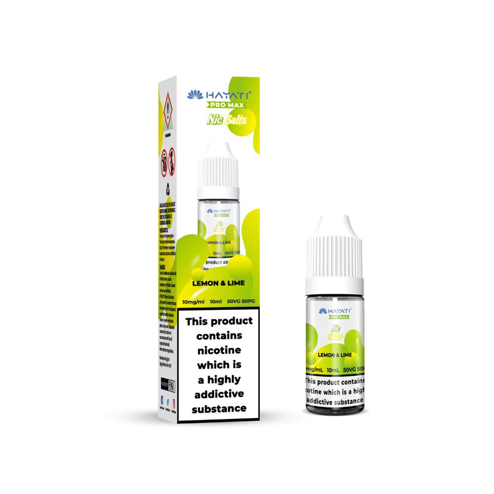 Hayati Pro Max Nic Salts E-Liquids 10ml Box of 10 Lemon Lime 10mg