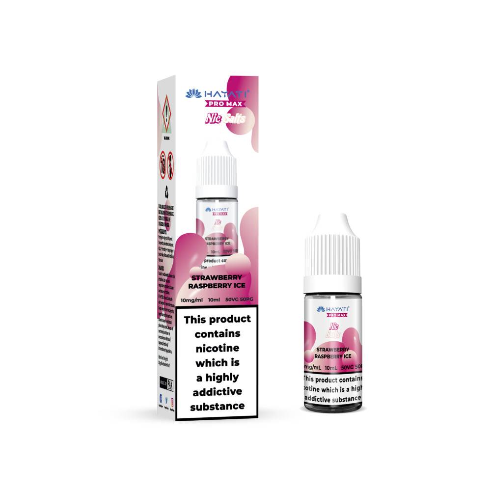Hayati Pro Max Nic Salts E-Liquids 10ml Box of 10 Strawberry Raspberry Ice 10mg