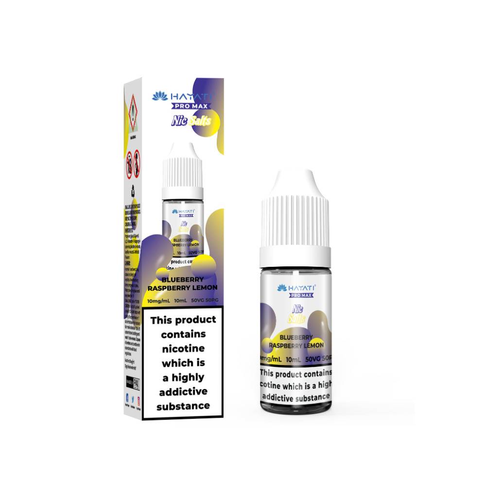 Hayati Pro Max Nic Salts E-Liquids 10ml Box of 10 Blueberry Raspberry Lemon 20mg