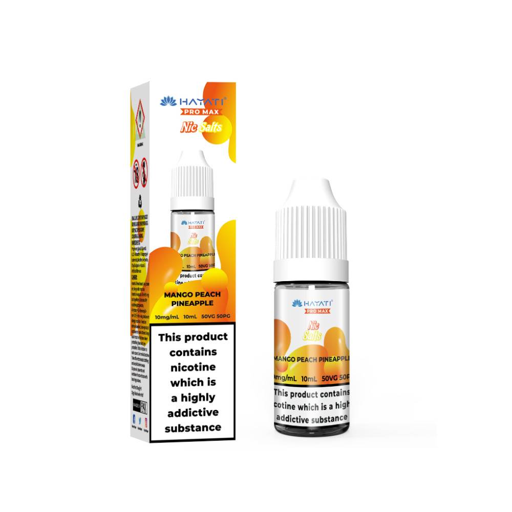 Hayati Pro Max Nic Salts E-Liquids 10ml Box of 10 Mango Peach Pineapple 20mg
