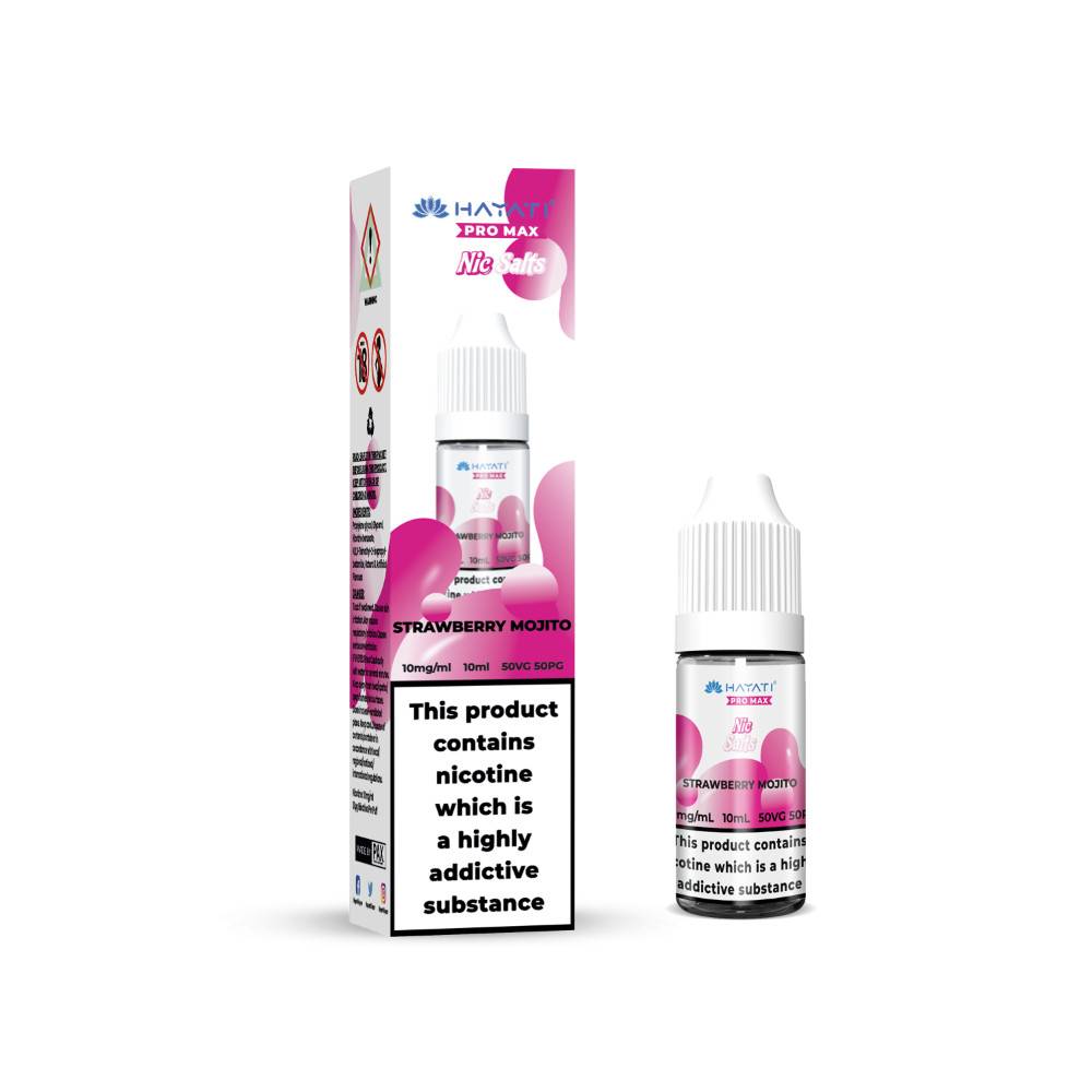 Hayati Pro Max Nic Salts E-Liquids 10ml Box of 10 Strawberry Mojito 20mg