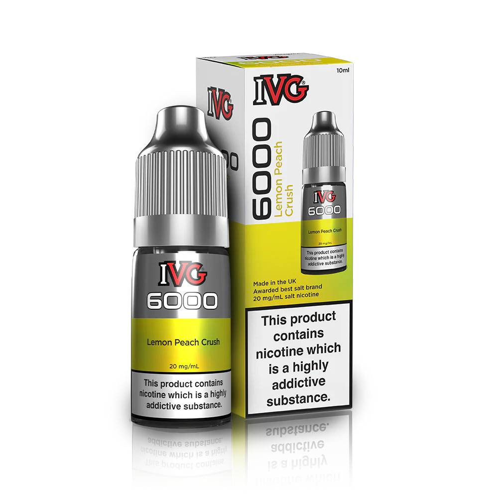 IVG 6000 Nic Salts e liquids 10ml Box of 10 Lemon Peach Crush 10mg