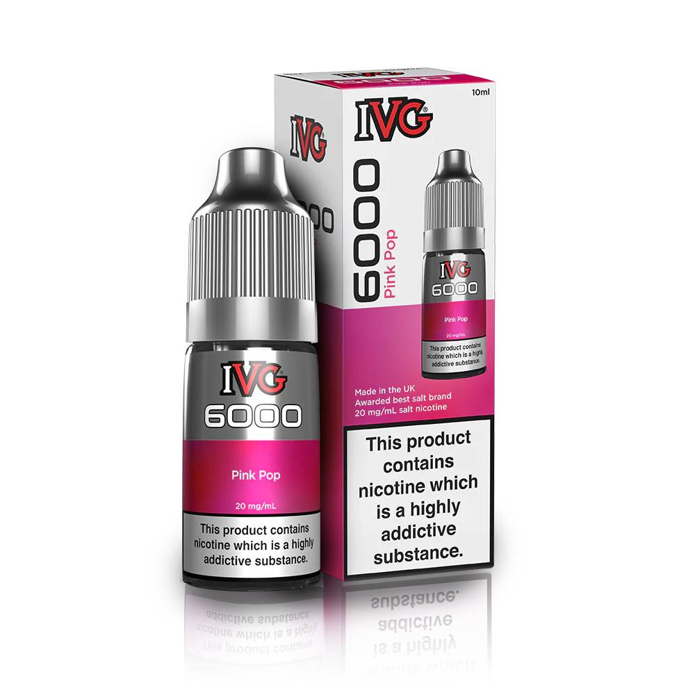 IVG 6000 Nic Salts e liquids 10ml Box of 10 Pink Pop 10mg
