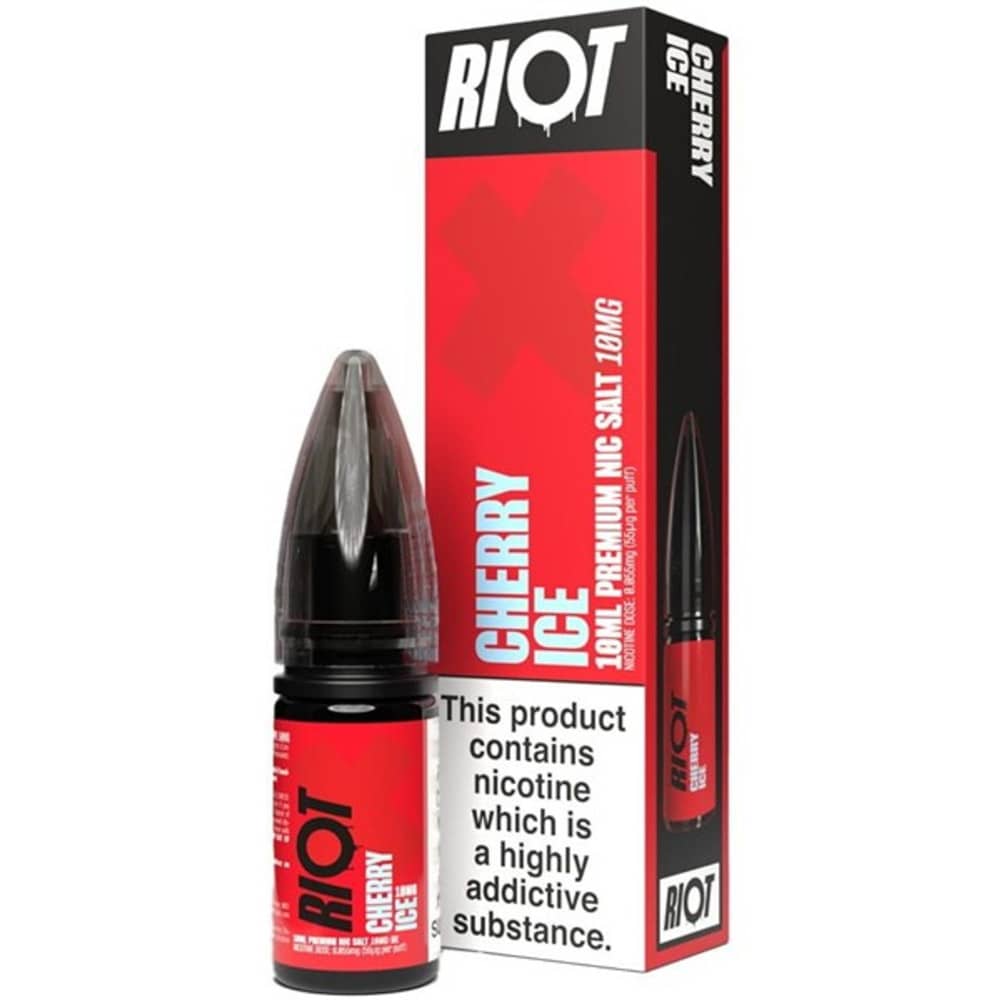 Riot X Nic Salts e liquids 10ml Box of 10 Cherry Ice 10mg