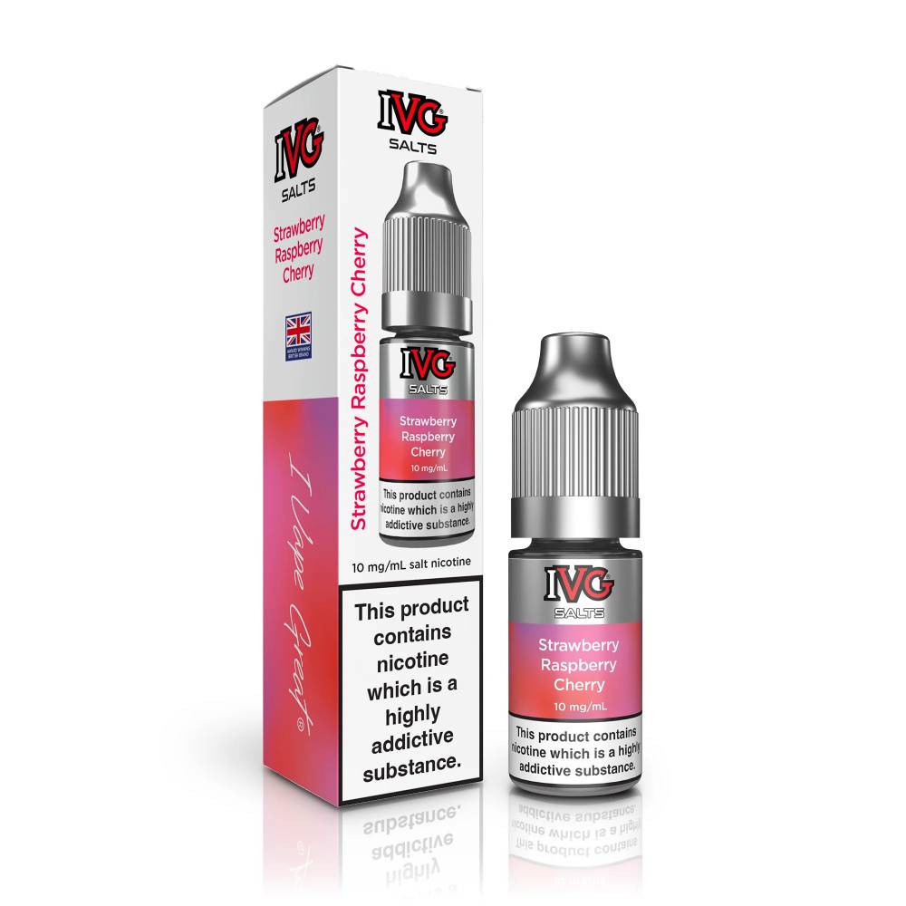 IVG Salt e liquids 10ml Box of 10 Strawberry Raspberry Cherry 10mg