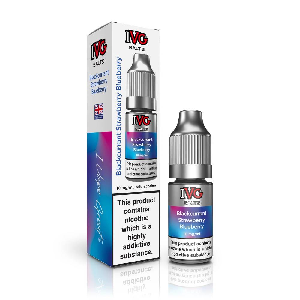 IVG Salt e liquids 10ml Box of 10 Blackcurrant Strawberry Blueberry 20mg