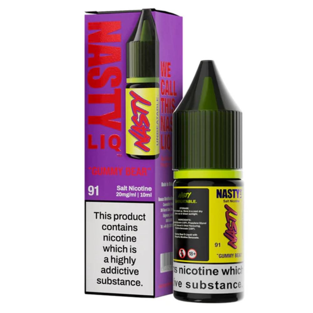 Nasty Liq Nic Salts e liquids 10ml Box of 10 Gummy Bear 10mg