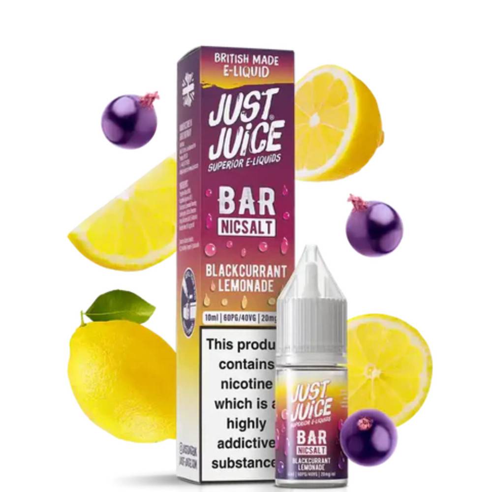 Just Juice Bar Nic Salts e liquids 10ml Box of 10 Blackcurrant Lemonade 10mg