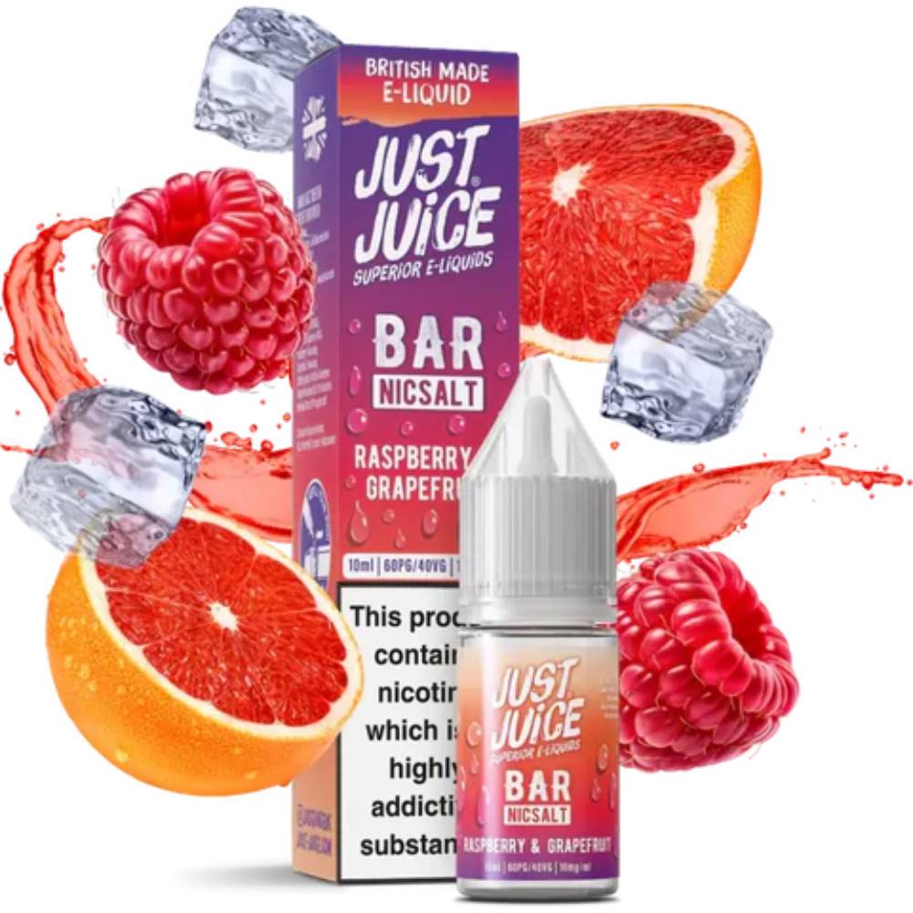 Just Juice Bar Nic Salts e liquids 10ml Box of 10 Raspberry & Grapefruit 20mg