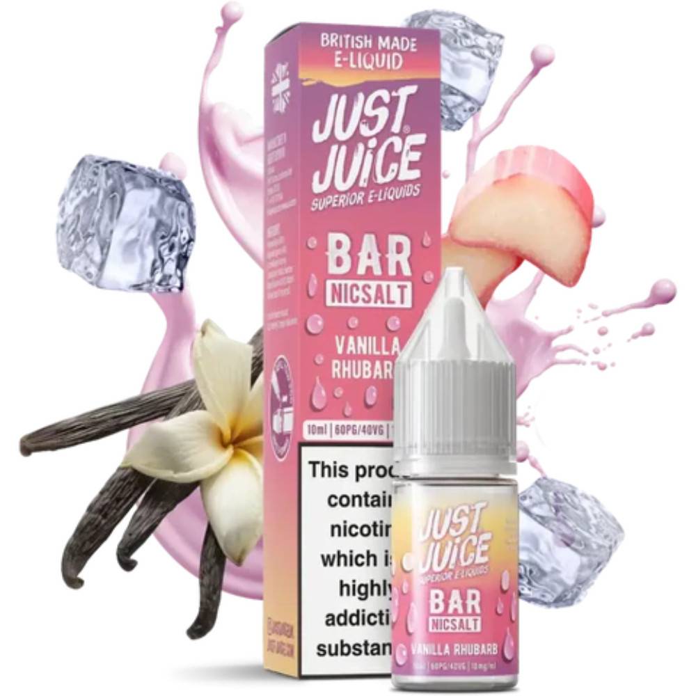 Just Juice Bar Nic Salts e liquids 10ml Box of 10 Vanilla Rhubarb 10mg