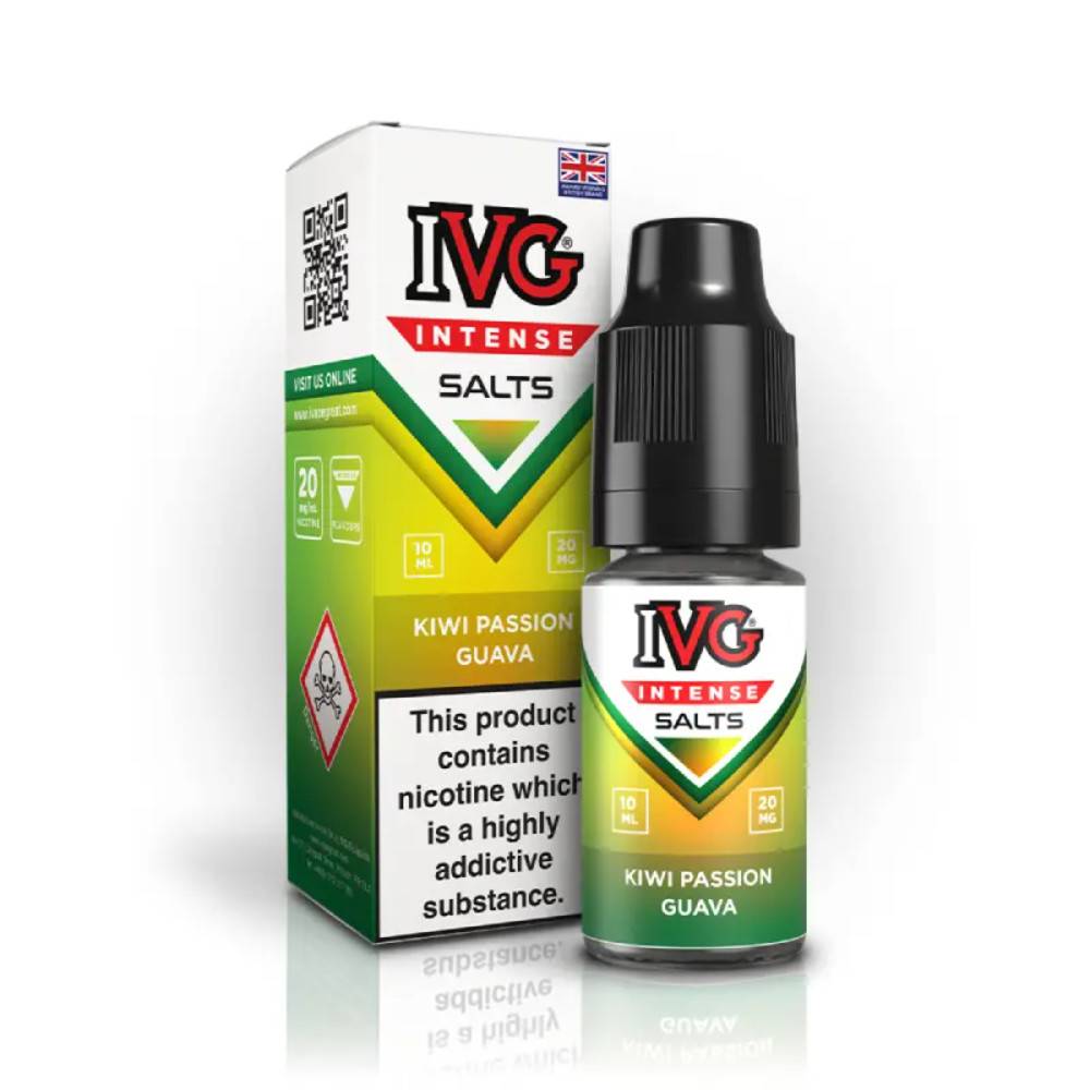 IVG Intense Nic Salts e liquids 10ml Box of 10 Kiwi Passion Guava 10mg