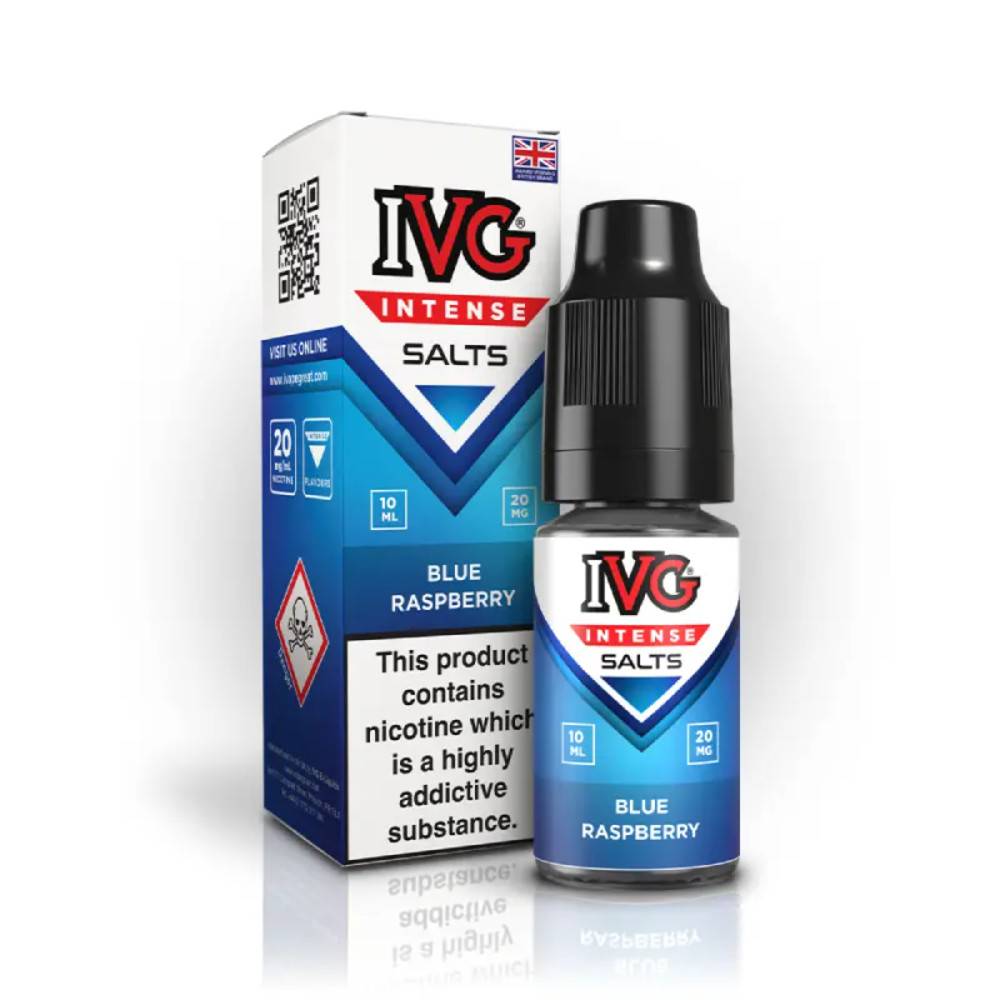 IVG Intense Nic Salts e liquids 10ml Box of 10 Blue Raspberry 10mg
