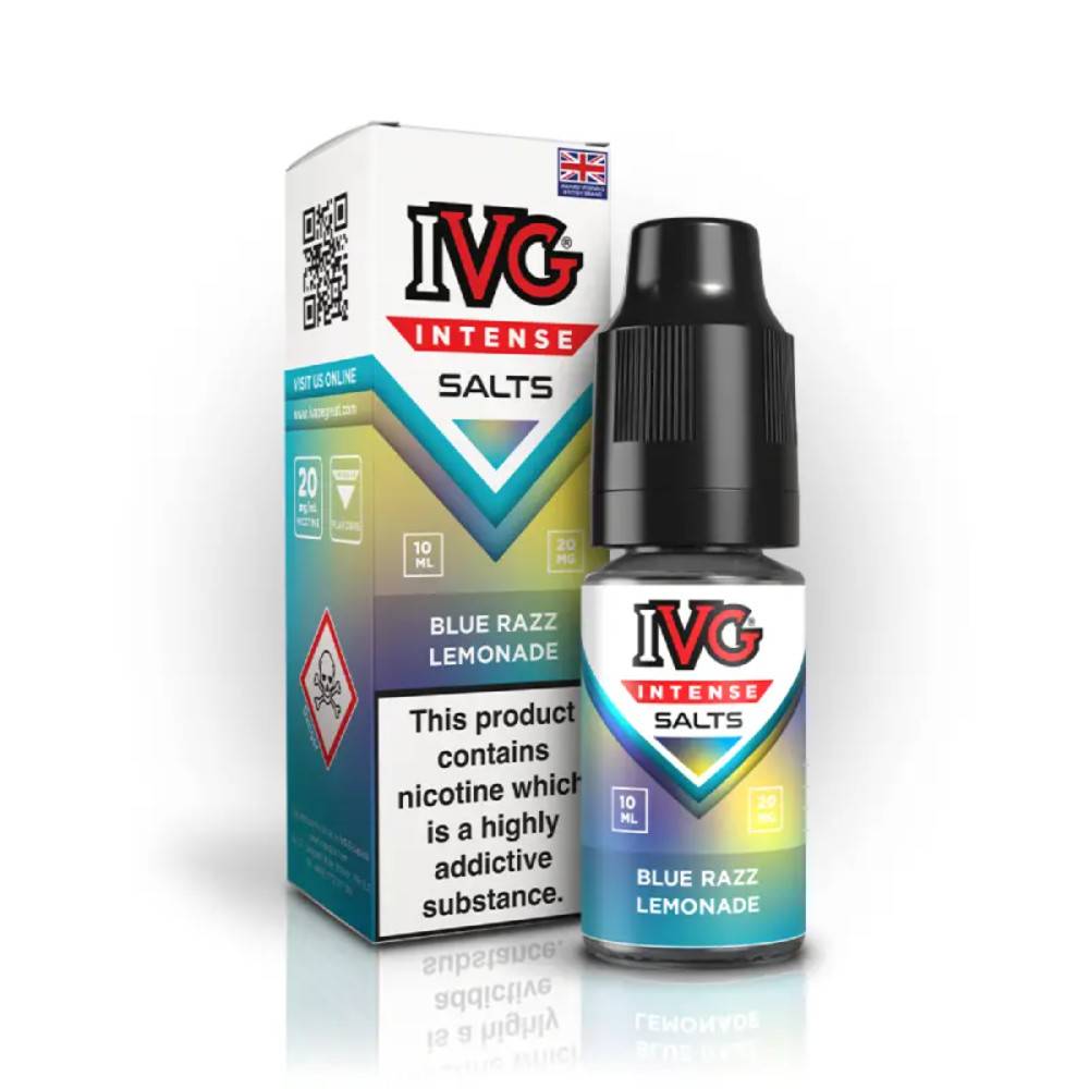 IVG Intense Nic Salts e liquids 10ml Box of 10 Blue Razz Lemonade 20mg
