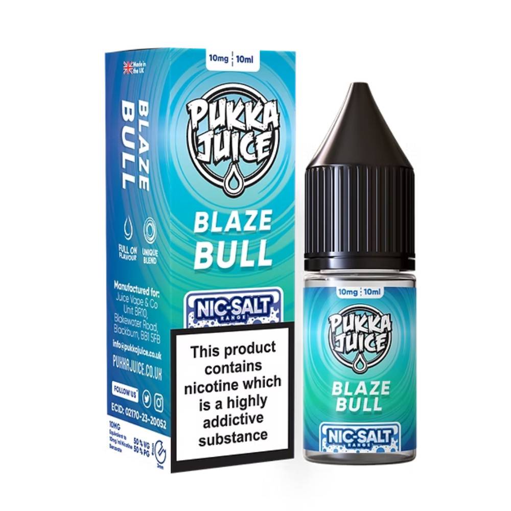 Pukka Juice Nic Salts e liquids 10ml Box of 10 Blaze Bull 10mg