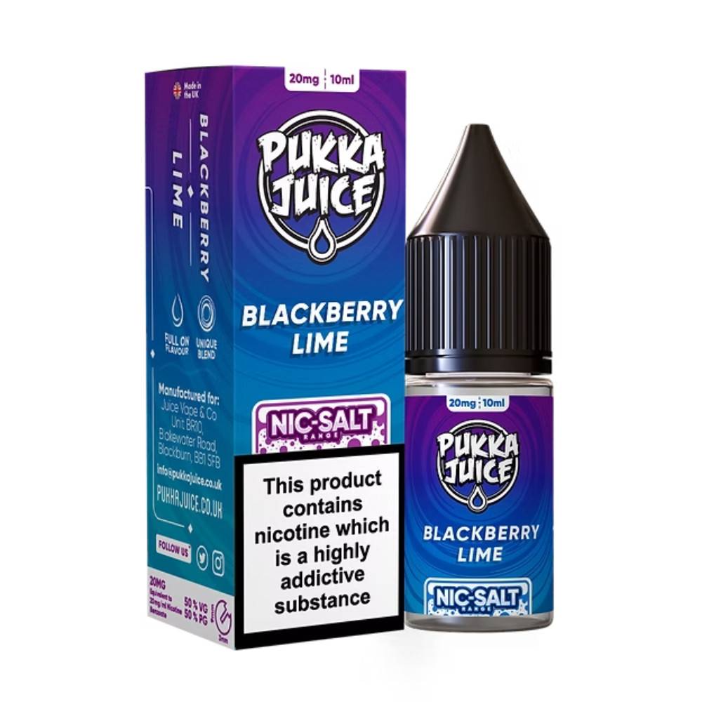 Pukka Juice Nic Salts e liquids 10ml Box of 10 Blackberry Lime 10mg