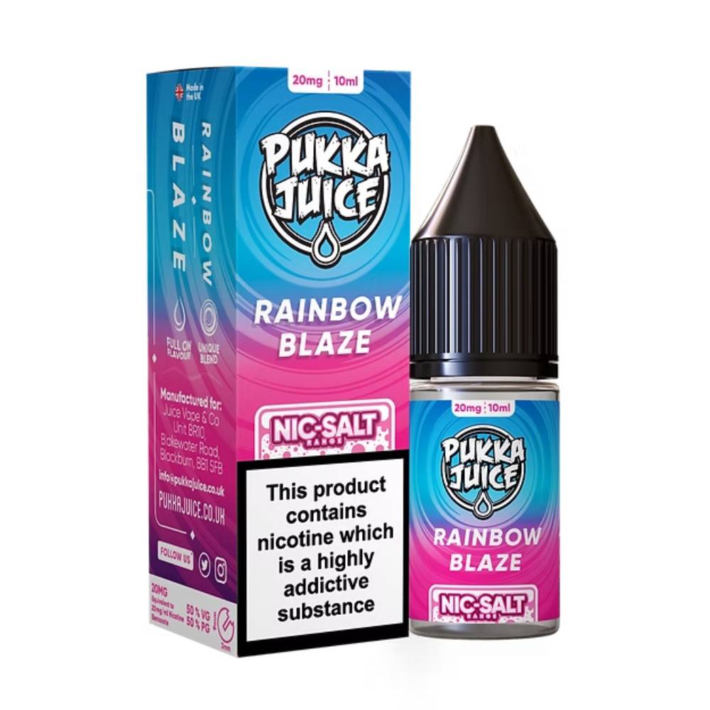 Pukka Juice Nic Salts e liquids 10ml Box of 10 Rainbow Blaze 20mg