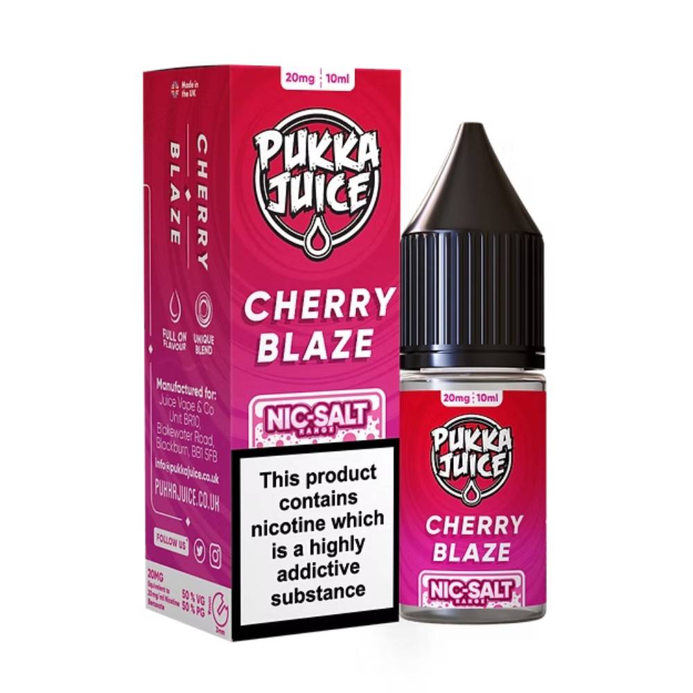 Pukka Juice Nic Salts e liquids 10ml Box of 10 Cherry Blaze 20mg