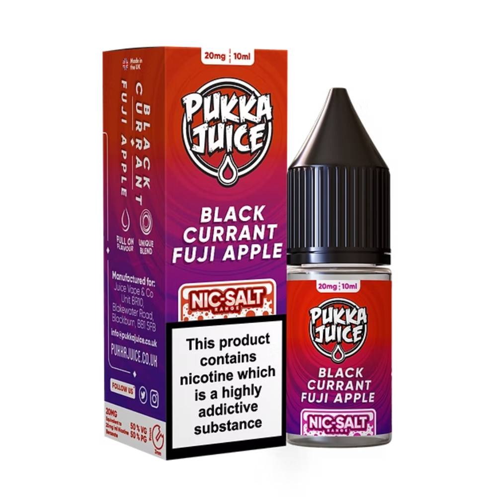 Pukka Juice Nic Salts e liquids 10ml Box of 10 Blackcurrant Fuji Apple 10mg