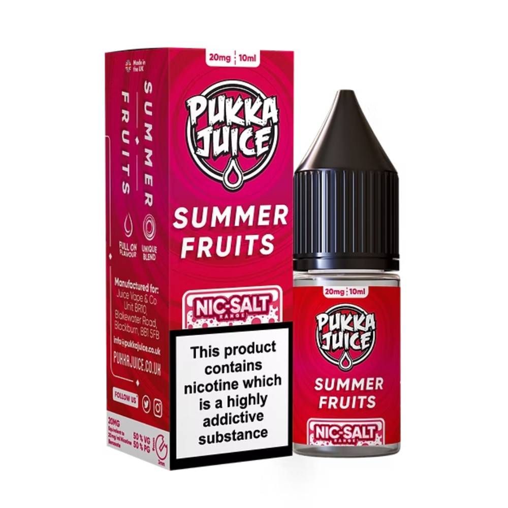 Pukka Juice Nic Salts e liquids 10ml Box of 10 Summer Fruits 20mg