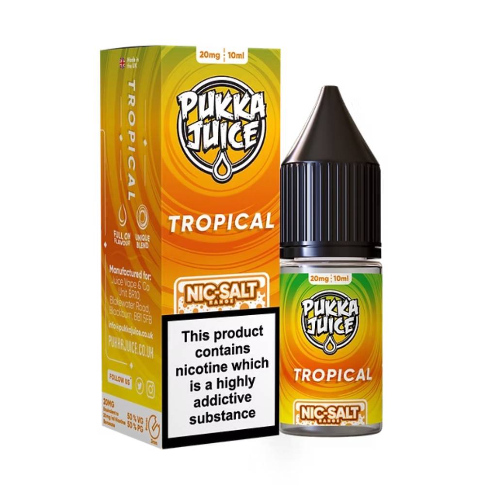 Pukka Juice Nic Salts e liquids 10ml Box of 10 Tropical 20mg