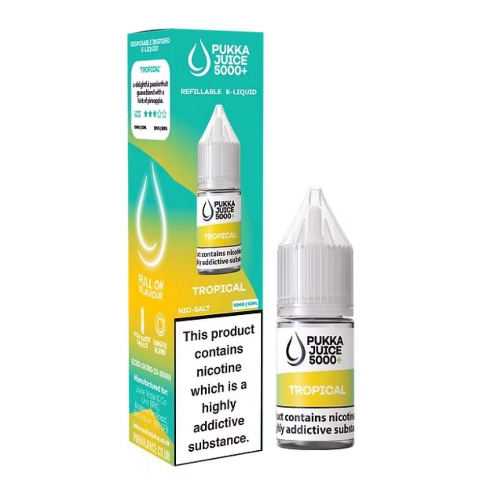 Pukka Juice 5000+ Nic Salts e liquids 10ml Box of 10 Tropical 20mg