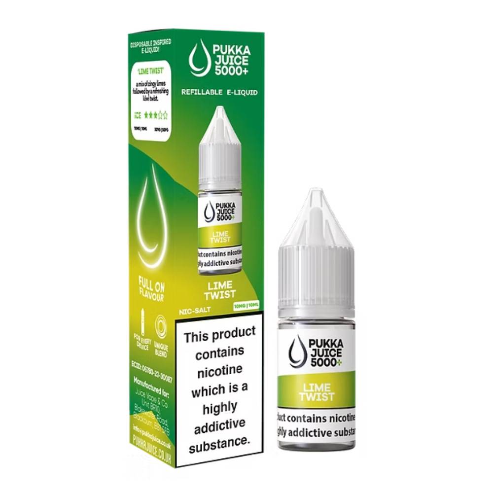 Pukka Juice 5000+ Nic Salts e liquids 10ml Box of 10 Lemon Twist 10mg