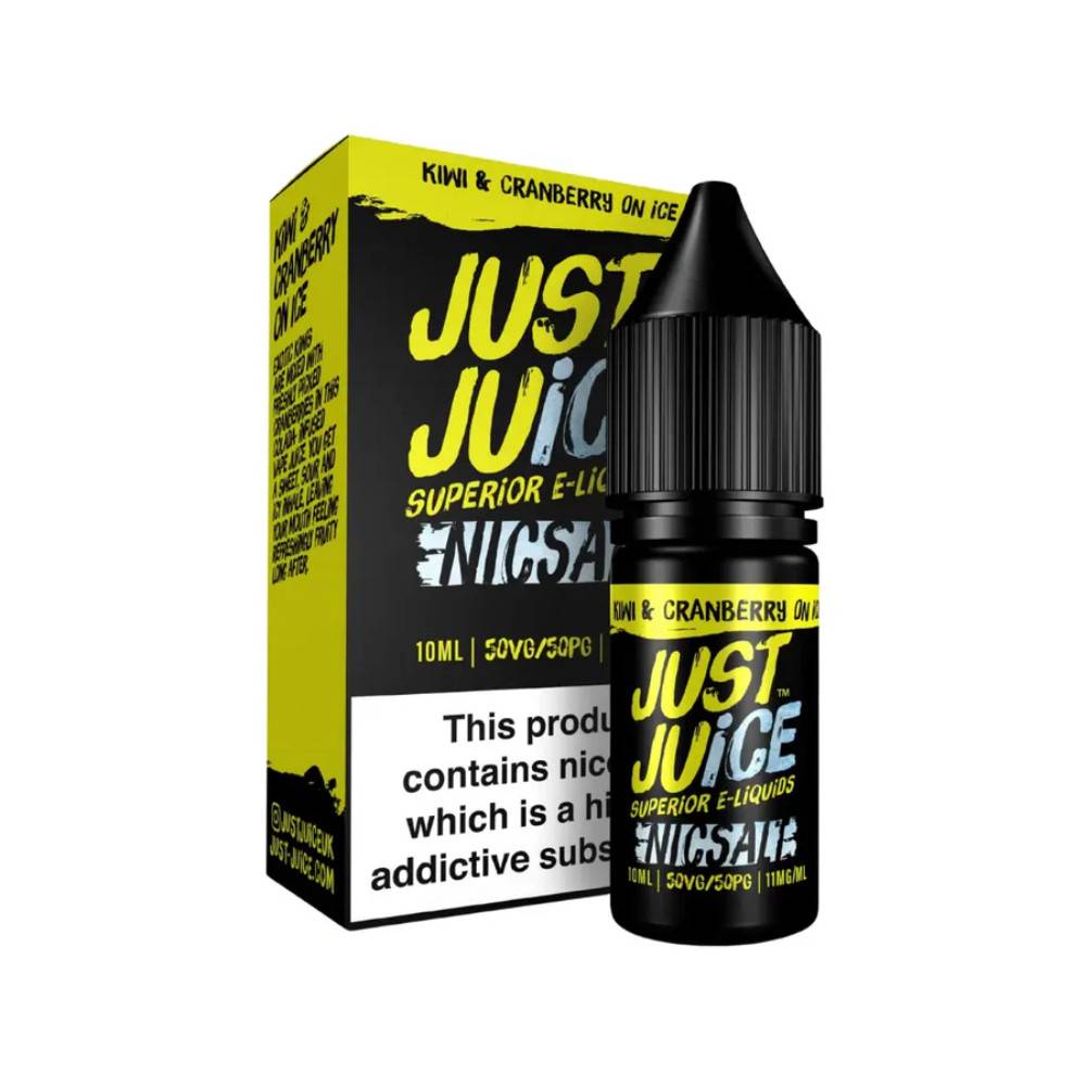 Just Juice Original Nic Salts e liquids 10ml Box of 5 Kiwi Cranberry On Ice 20mg