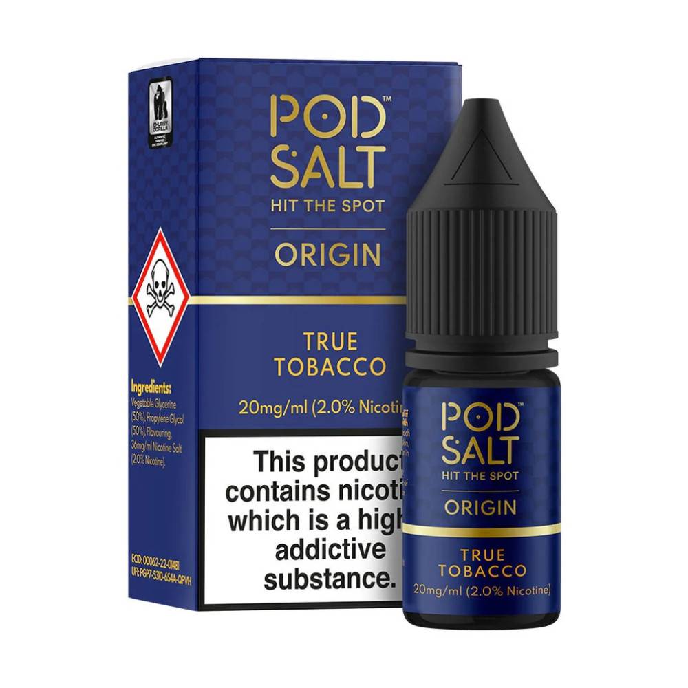 Pod Salt Origin Nic Salts e liquids 10ml Box of 5 True Tobacco 20mg