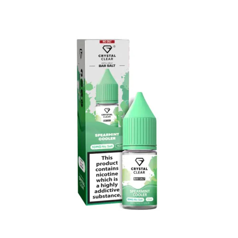 Crystal Clear Nic Salts e liquids 10ml Box of 10 Spearmint Cooler 10mg