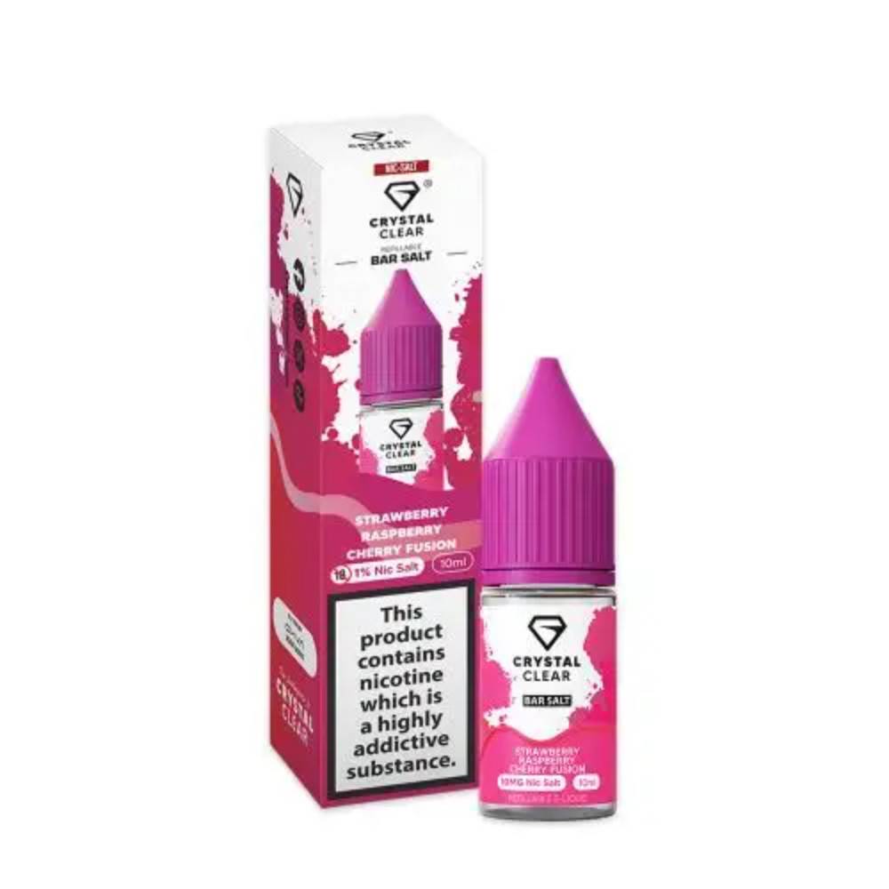 Crystal Clear Nic Salts e liquids 10ml Box of 10 Strawberry Raspberry Cherry 20mg