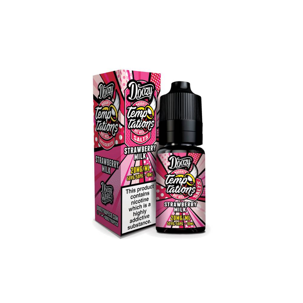 Doozy Temptation Nic Salts e liquids 10ml Box of 10 Strawberry Milk 10mg