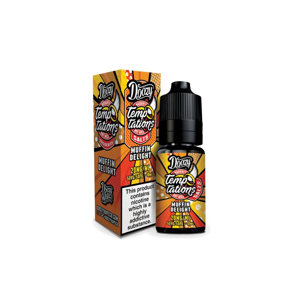 Doozy Temptation Nic Salts e liquids 10ml Box of 10 Muffin Delight 20mg