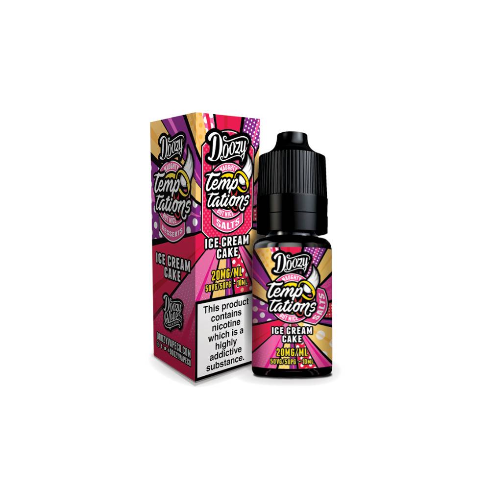 Doozy Temptation Nic Salts e liquids 10ml Box of 10 Ice Cream Cake 10mg