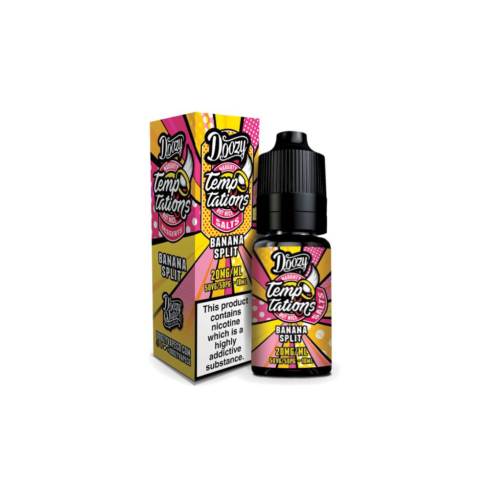 Doozy Temptation Nic Salts e liquids 10ml Box of 10 Banana Split 20mg