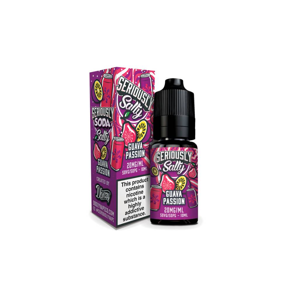 Doozy Serious Soda Nic Salts e liquids 10ml Box of 10 Guava Passion 10mg