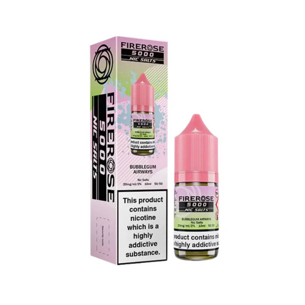 Firerose 5000 Nic Salts e liquids 10ml Box of 10 Bubblegum Airways 10mg