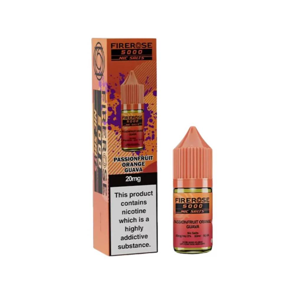 Firerose 5000 Nic Salts e liquids 10ml Box of 10 Passionfruit Orange Guava 20mg