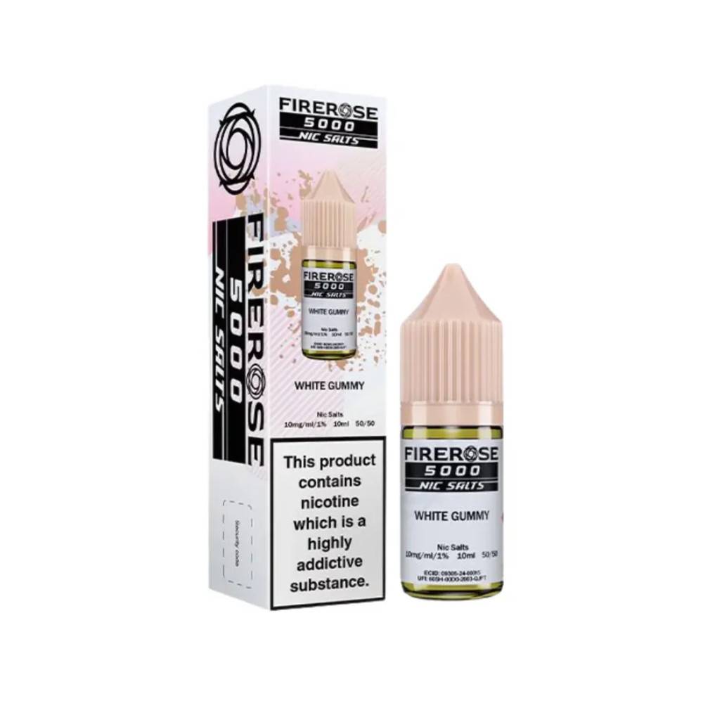 Firerose 5000 Nic Salts e liquids 10ml Box of 10 White Gummy 20mg