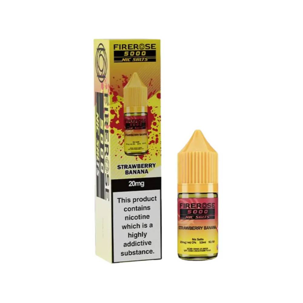 Firerose 5000 Nic Salts e liquids 10ml Box of 10 Strawberry Banana 10mg