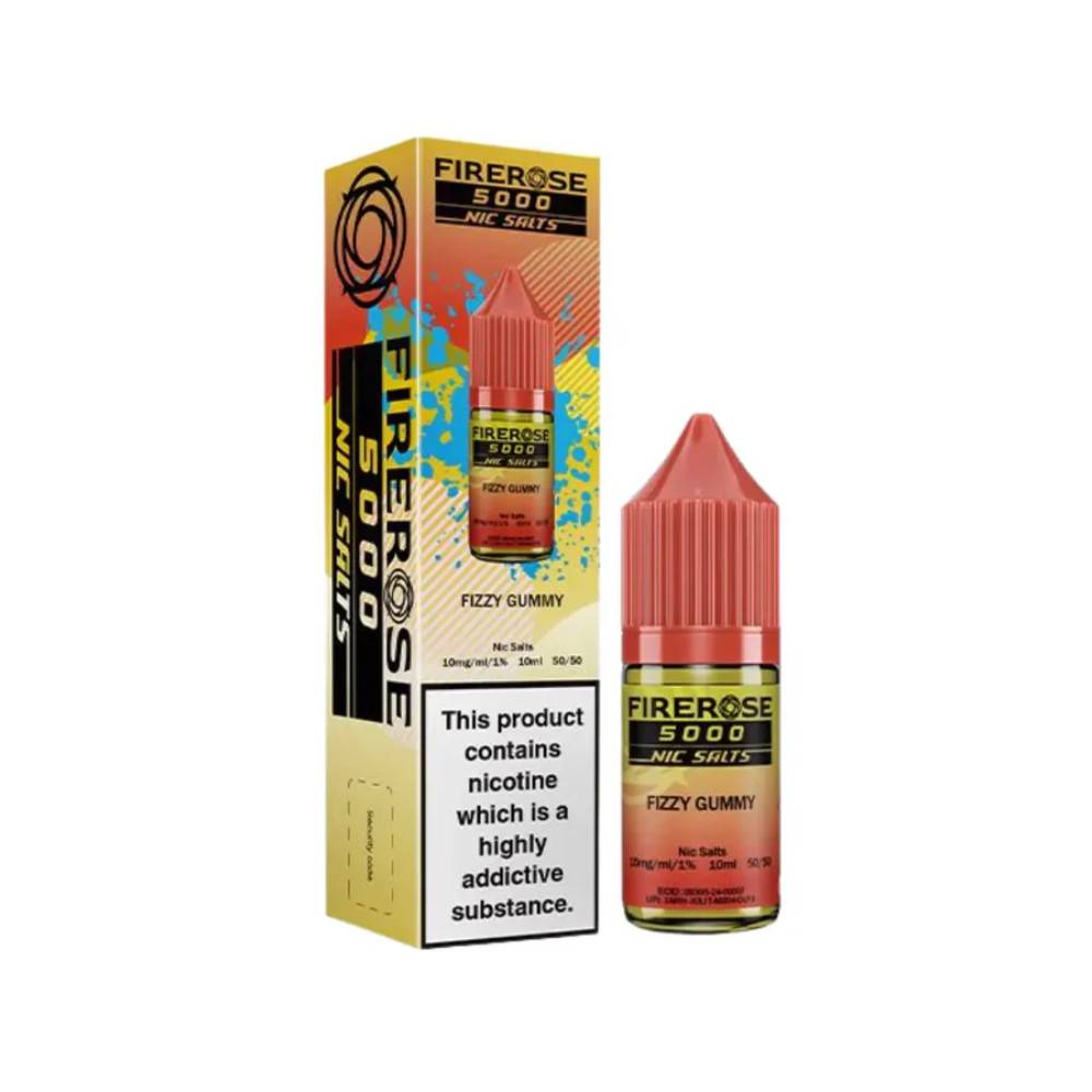 Firerose 5000 Nic Salts e liquids 10ml Box of 10 Fizzy Gummy 20mg