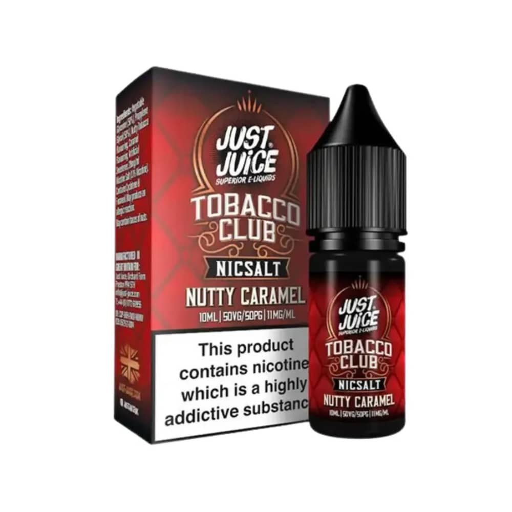 Just Juice Tobacco Club Nic Salts e liquids 10ml Box of 5 Nutty Caramel Tobacco 20mg
