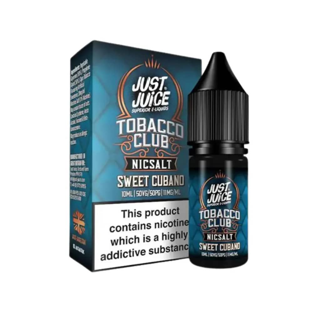 Just Juice Tobacco Club Nic Salts e liquids 10ml Box of 5 Sweet Cubano Tobacco 10mg