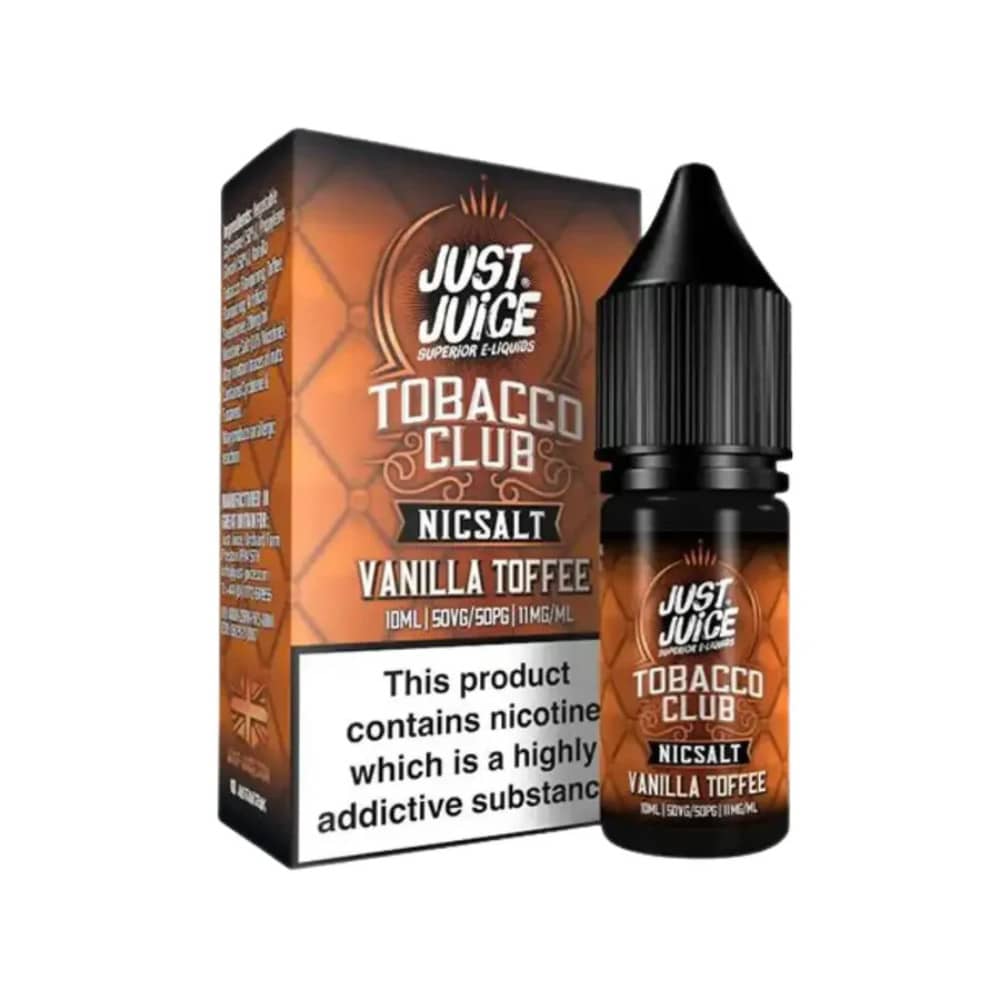 Just Juice Tobacco Club Nic Salts e liquids 10ml Box of 5 Vanilla Toffee Tobacco 20mg