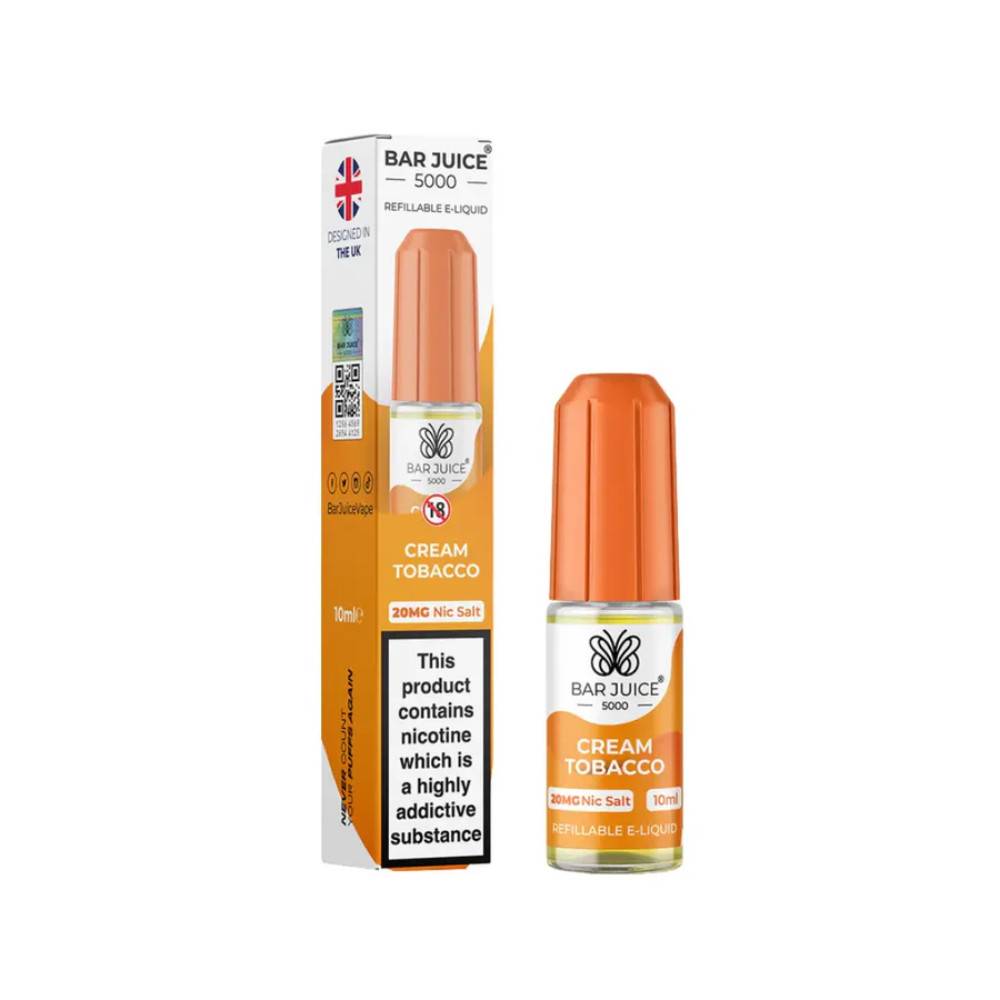 Bar Juice Nic Salts E-Liquids 10ml Box of 10 Cream Tobacco 10mg