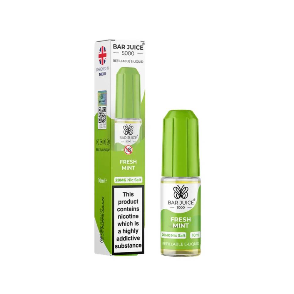 Bar Juice Nic Salts E-Liquids 10ml Box of 10 Fresh Mint 10mg