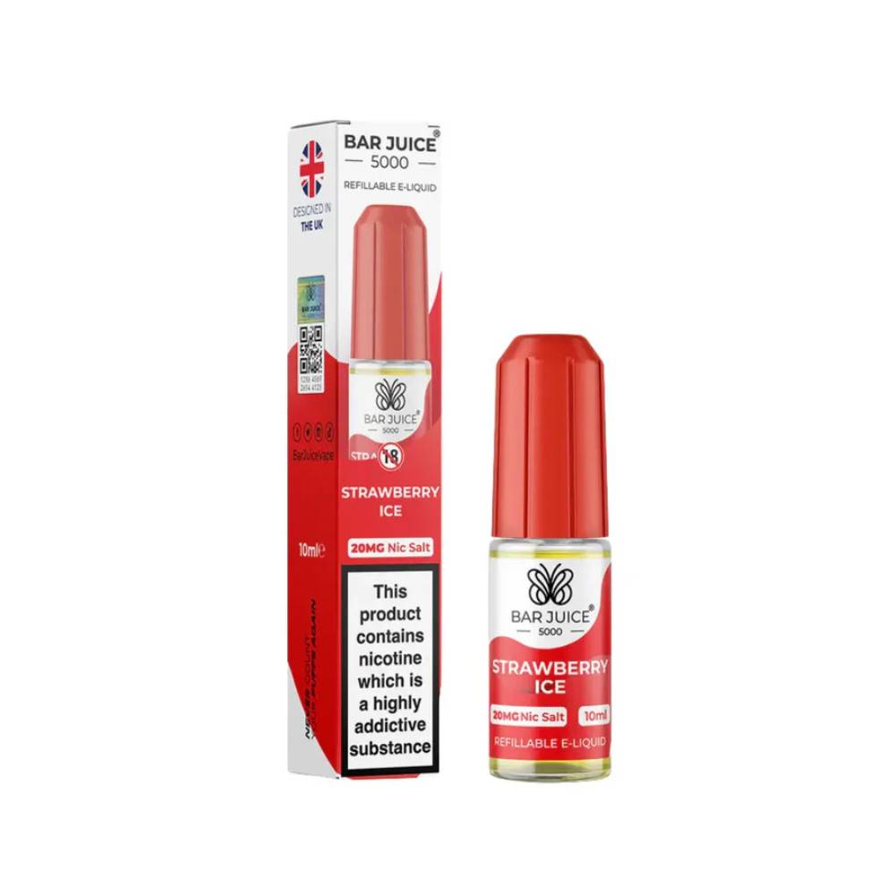 Bar Juice Nic Salts E-Liquids 10ml Box of 10 Strawberry Ice 10mg